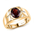 D'Joy Premium Mozambique Garnet, Moissanite Men's Ring in 18K Vermeil YG Over Sterling Silver (Size 10.0) 3.00 ctw - Sticky add to cart bar