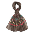 La Marey Gray Embroidered Scarf (27.6"x70.9") - Sticky add to cart bar