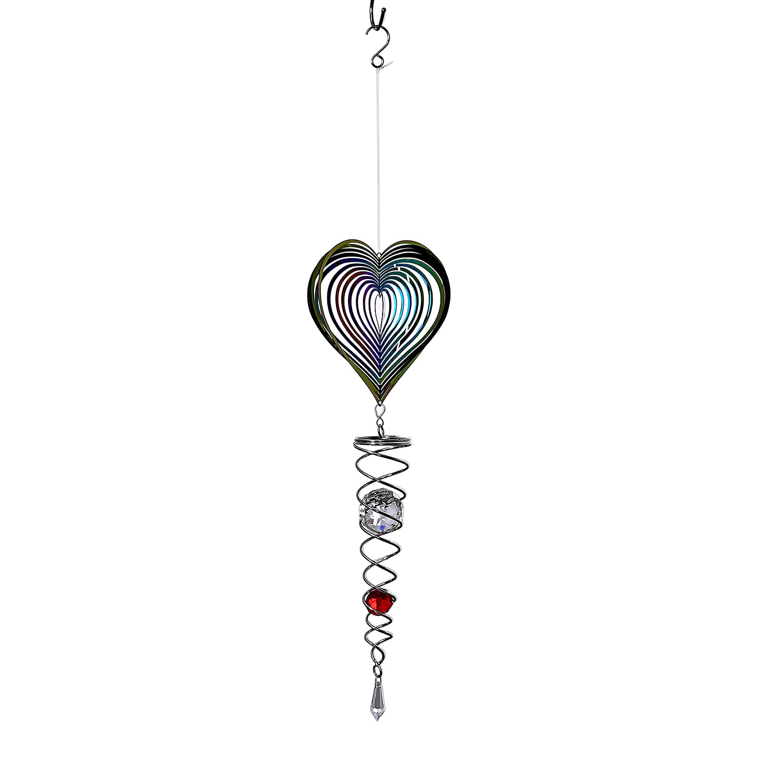Stainless Steel Magic Kinetic Sculpture Heart Wind Spinner (6")