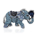 Blue Austrian Crystal Elephant Brooch in Silvertone - Sticky add to cart bar