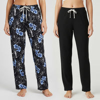 La Marey Black and Floral Print Pajama Pant - One Size Fits Most