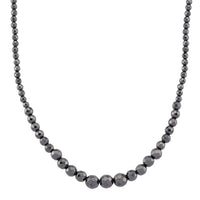 Blue Color Hematite Beaded Necklace in Silvertone 560.00 ctw (20.5-22.5 Inches)