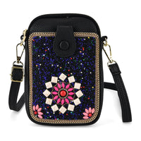 La Marey Golden Faux Leather Turquoise Crossbody Phone Bag (5.12"x7.68"x0.98")