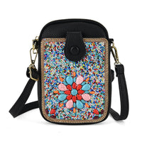 La Marey Golden Faux Leather Turquoise Crossbody Phone Bag (5.12"x7.68"x0.98")