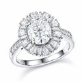 D'Joy Moissanite (Ovl 9x7mm) Ring in Rhodium Over Sterling Silver (Size 10.0) 2.90 ctw - Sticky add to cart bar