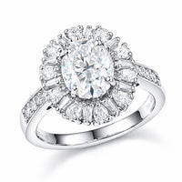 D'Joy Moissanite (Ovl 9x7mm) Ring in Rhodium Over Sterling Silver (Size 10.0) 2.90 ctw