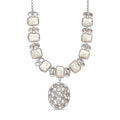 D'Joy Indian Artisan Crafted Polki Moissanite and Freshwater Pearl 9.00 ctw Necklace in Rhodium Over Sterling Silver 18 Inches - Sticky add to cart bar