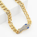 Blue and White Austrian Crystal Serpent Necklace (21 Inches) in Goldtone - Sticky add to cart bar