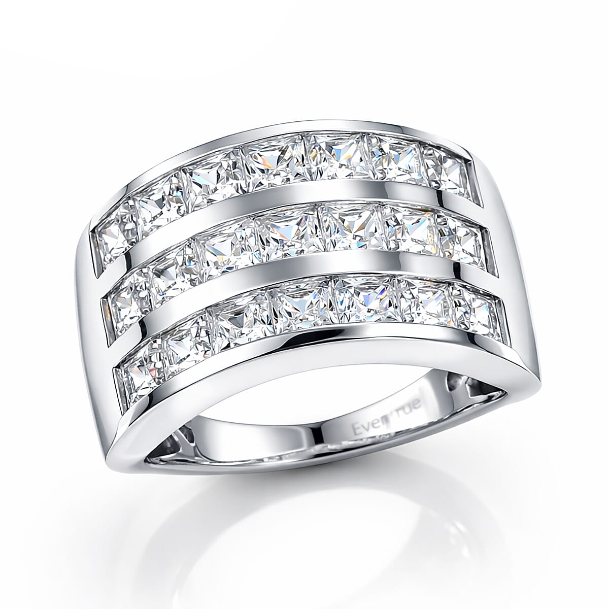 EverTrue Simulated Diamond Cluster Ring in Platinum Bond (Size 10.0) 6.30 ctw