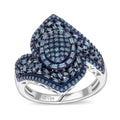 D'Joy Blue Diamond (IR) Ring in Rhodium Over Sterling Silver (Size 6.0) 1.00 ctw - Sticky add to cart bar