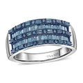 D'Joy Blue Diamond (IR) Eternal Line Ring in Rhodium Over Sterling Silver (Size 10.0) 1.00 ctw - Sticky add to cart bar