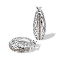 EverTrue Simulated Champagne Diamond J Hoop Earrings in 128K YG Plated and Platinum Bond 2.65 ctw