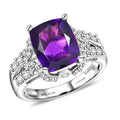 D'Joy Premium African Amethyst, Moissanite Ring in Rhodium Over Sterling Silver (Size 7.0) 4.70 ctw - Sticky add to cart bar