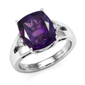 D'Joy Premium African Amethyst, White Zircon Ring in Rhodium Over Sterling Silver (Size 7.0) 5.70 ctw - Sticky add to cart bar
