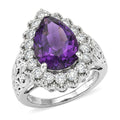 D'Joy African Amethyst, Moissanite Ring in Rhodium Over Sterling Silver (Size 7.0) 6.20 ctw - Sticky add to cart bar