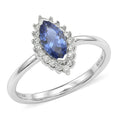 D'Joy AAA Tanzanite, White Zircon Ring in Rhodium Over Sterling Silver (Size 7.0) 0.80 ctw - Sticky add to cart bar
