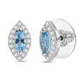 D'Joy Swiss Blue Topaz and White Zircon 1.50 ctw Earrings in Rhodium Over Sterling Silver - Sticky add to cart bar
