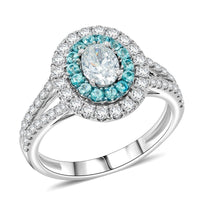 Modani Diamond (G - SI1) and Brazilian Paraiba Tourmaline 1.37 ctw Ring in 950 Platinum 4.73 Grams