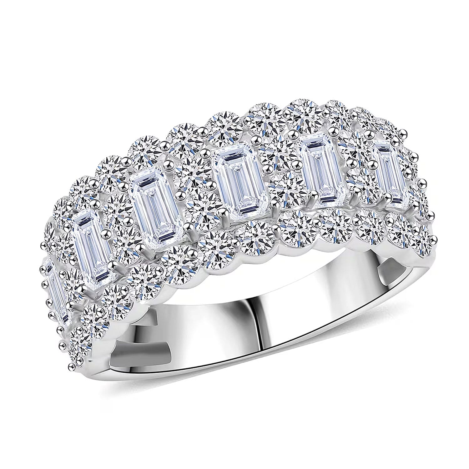 Luxuriant Lab Grown Diamond (G, SI1) Ring in Sterling Silver (Size 10.0) 2.84 ctw