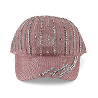 La Marey Pink Hollow Out Cap with Rhinestones