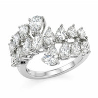 D'Joy Moissanite (Pear 6x4mm) Ring in Rhodium Over Sterling Silver (Size 10.0) 3.20 ctw
