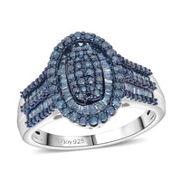 D'Joy Blue Diamond (IR) Ring in Rhodium Over Sterling Silver
