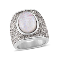 Black Resin and Austrian Crystal Royal Midnight Mirage Ring in Stainless Steel (Size 10)