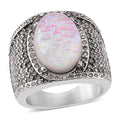 White Resin and Austrian Crystal Fire & Snow Celestia Ring in Stainless Steel (Size 10.0) - Sticky add to cart bar