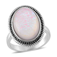 White Resin Ethereal Frost Aura Ring in Stainless Steel (Size 10.0)