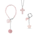 Crystal glow Trio Set of 3 Keyring, Beaded Bracelet and Cross Necklace - Sticky add to cart bar