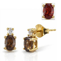 Premium Madagascar Color Change Garnet and Luxuriant Lab Grown Diamond G-H SI 1.30 ctw Luminous Eclat Earrings in 18K Vermeil Yellow Gold Over Sterling Silver