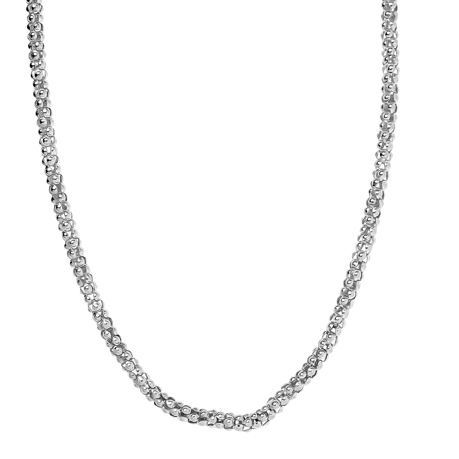 D'Joy Popcorn Bead Chain Necklace in Sterling Silver 23.10 Grams (20 Inches)