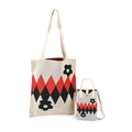 La Marey White Zigzag Pattern Tote Bag (14.17"x12.60"x0.39") and Phone Bag (7.09"x5.12"x2.36") - Sticky add to cart bar