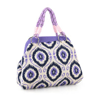 Lay Marey Purple Floral Pattern Knitted Handbag (10.63"x8.27"x3.54")