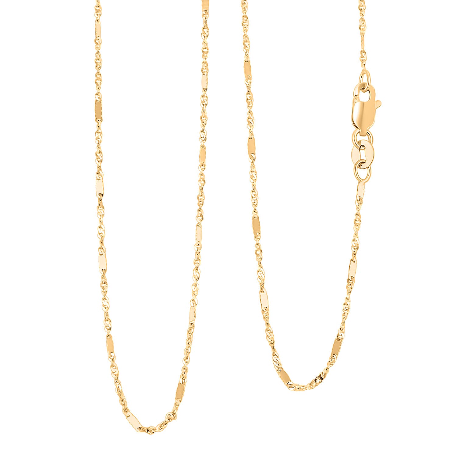 14K Yellow Gold Singapore Bar Necklace (18 Inches) (1.4 Grams)