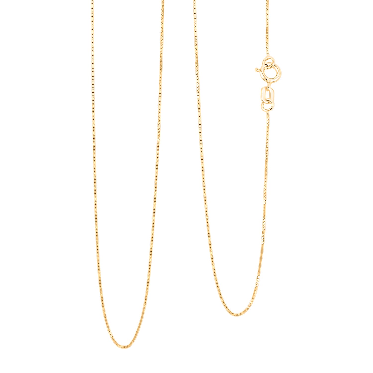 18K Yellow Gold Box Chain Necklace (16 Inches) (1.1 Grams)