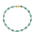 AAA Kagem Zambian Emerald and G-H SI Luxuriant Lab Grown Diamond 8.10 ctw Bracelet in 10K Yellow Gold (7.25 In) - Sticky add to cart bar