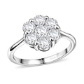 D'Joy Moissanite Floral Ring in Platinum Over Sterling Silver (Size 10.0) 1.30 ctw - Sticky add to cart bar