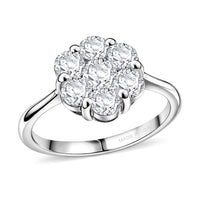 D'Joy Moissanite Floral Ring in Platinum Over Sterling Silver (Size 10.0) 1.30 ctw