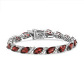 D'Joy Premium Mozambique Garnet, White Zircon Bracelet in Rhodium Over Sterling Silver (7.25 In) 22.00 ctw - Sticky add to cart bar