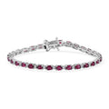 Premium Malawi Magenta Garnet, Luxuriant Lab Grown Diamond (G-H, SI) Moonlit Line Bracelet in Rhodium Over Sterling Silver (7.25 In) 7.30 ctw - Sticky add to cart bar