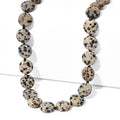 EverTrue Dalmation Jasper and Thai Black Spinel 198.00 ctw Beaded Necklace (18 Inches) in Stainless Steel - Sticky add to cart bar