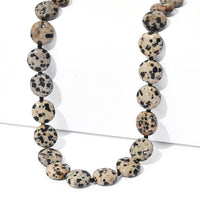 EverTrue Dalmation Jasper and Thai Black Spinel 198.00 ctw Beaded Necklace (18 Inches) in Stainless Steel