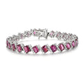 D'Joy AAA Radiant Ember Garnet, White Zircon Bracelet in Rhodium Over Sterling Silver (7.25 In) 20.70 ctw - Sticky add to cart bar