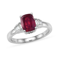 D'Joy Niassa Ruby (FF), Moissanite Ring in Rhodium Over Sterling Silver (Size 10.0) 2.60 ctw