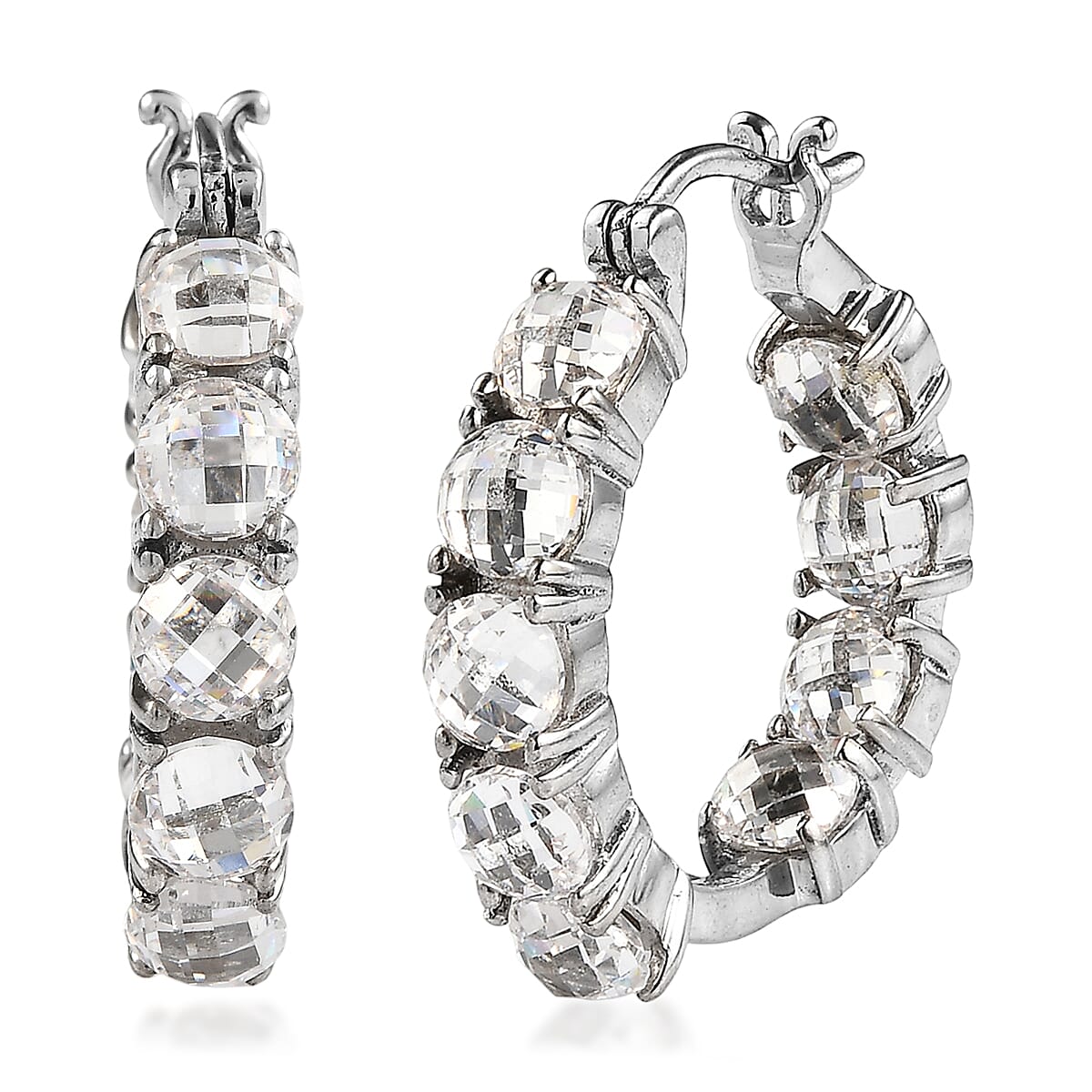 EverTrue Simulated Diamond Earrings in Stainless Steel 19.80 ctw