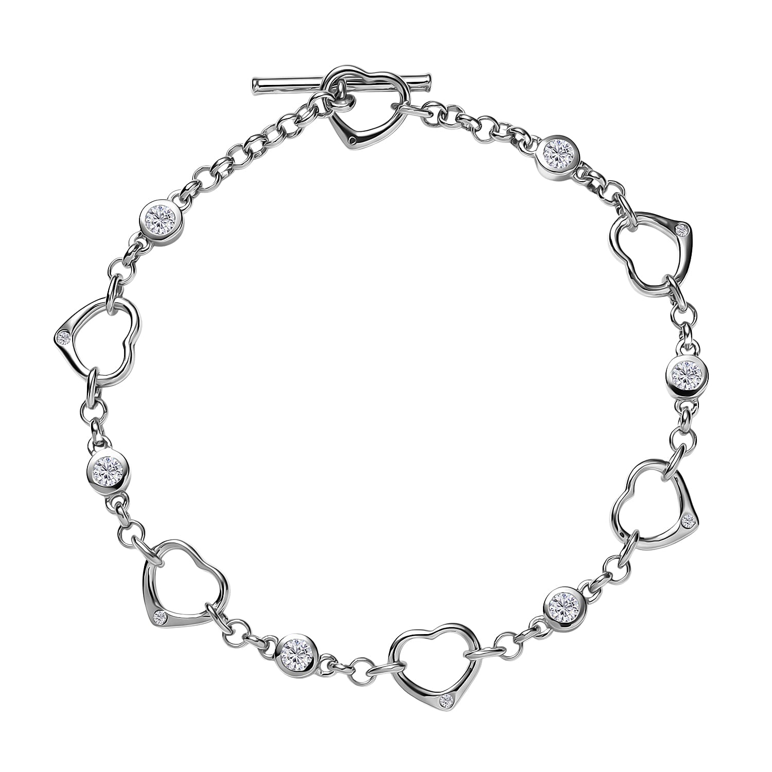 EverTrue Moissanite Bracelet in Platinum Bond (7.25 In) 0.75 ctw