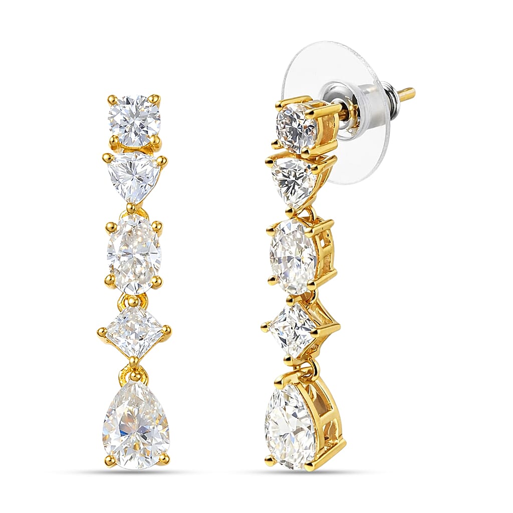 D'Joy Moissanite Drop Earrings in 18K Vermeil YG Over Sterling Silver 3.65 ctw