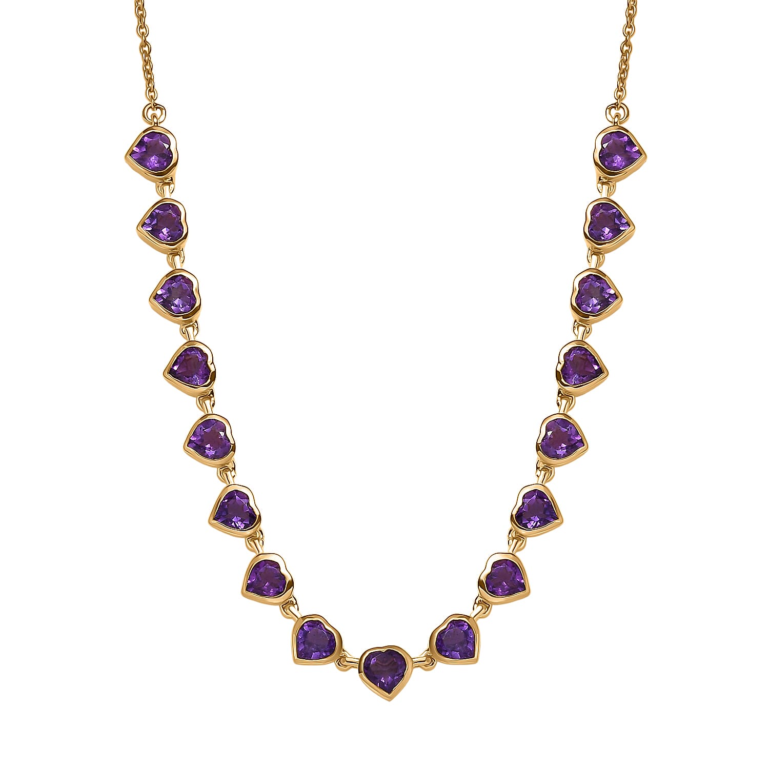 EverTrue African Amethyst 7.15 ctw Heart Journey Necklace in 18K YG Plated and ION Plated YG Stainless Steel 18-20 Inches