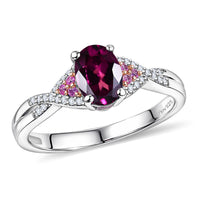 D'Joy Radiant Ember Garnet, Multi Gemstone Ring in Rhodium Over Sterling Silver (Size 10.0) 1.20 ctw